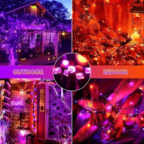 VTECHOLOG 300 LED Purple and Orange Christmas Tree Lights Halloween Light