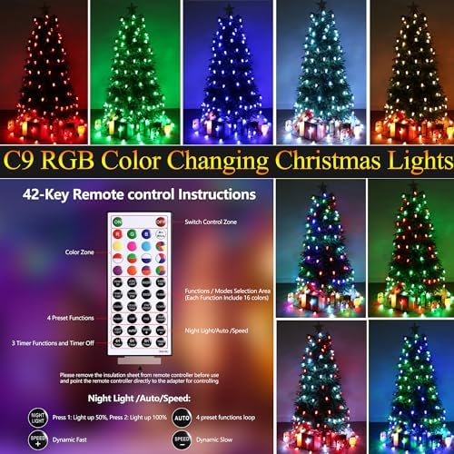 iBaycon C9 Halloween Lights, 129FT 200 LED Color Changing, Non-Connectable