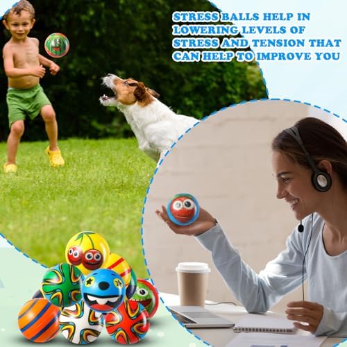 Yunsailing 108 Pcs Mini Sensory Fidget Ball 2.4" Relief Toys, Cute