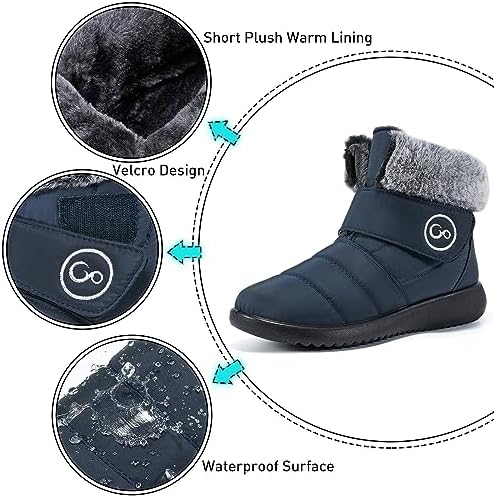 Aomigoct Women Winter Snow Boots: Fur Lined Warm Slip On Boots for Women Waterproof Booties Comfortable Outdoor