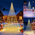 Outdoor Christmas Tree Lights with Pole, 10 FT, Warm White and Multicolor
