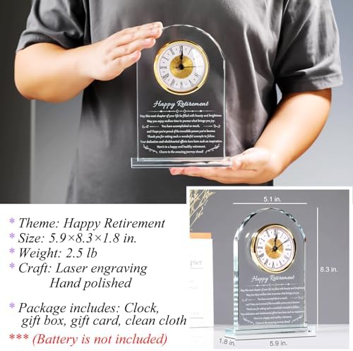 Retirement Clock Gifts for Women Men, Happy Retirement Gifts for Coworkers