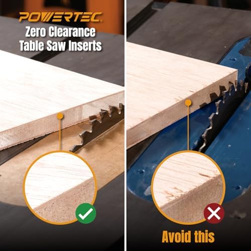 POWERTEC Zero Clearance Table Saw Insert 3-Pack – Fits Delta 36-725, 36-725T2, 36-5152, 36-5000, 36-5000T2 – MDF Throat Plate for Cleaner Cuts, Kickback Prevention, Easy Installation (72228)