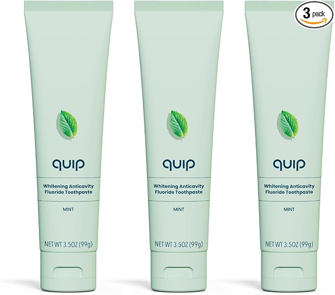 quip Daily Strengthening Anticavity Toothpaste - Fights Cavities - Strengthens Enamel - Gently Whitens - No SLS - Dentist-Recommended Full-Mouth Clean - Mint Flavor - 3.5oz - 3pk