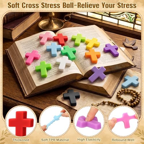 Thenshop 36 Pcs Cross Relief Favors Christian Soft Jesus 12 Colors