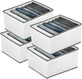 EASEVE 4 Pack Wardrobe Closet Organizer and Storage for Clothes - 7 Grids Foldable Drawer Dividers Organizers for Jeans | Pants | Shirts | Leggings, Stackable Clothing Bins for Closets Organization