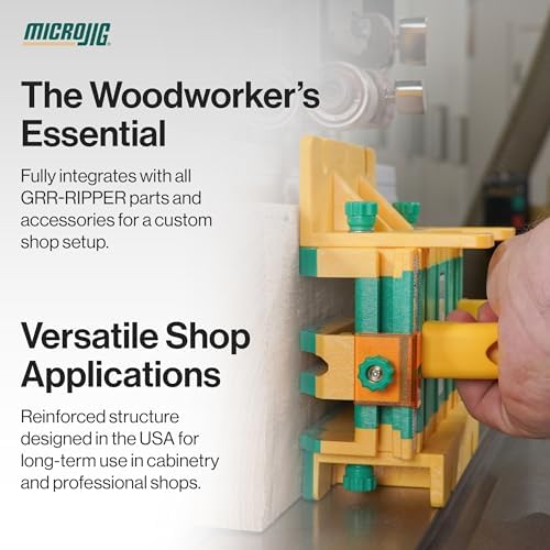 MICROJIG GRR-RIPPER Table Saw Push Block for Precision Cutting, Woodworking Safety Tool with Enhanced Grip Control, Router and Jointer Compatible, GR-200AIR