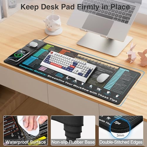 Wireless Charging Mouse Pad with Foldable Phone Holder, 31.5"x15.8" in