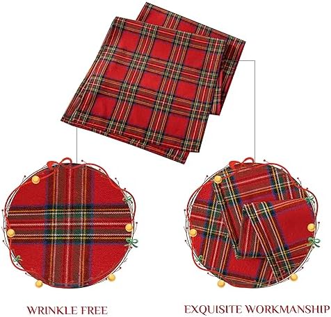Softalker Christmas Checkered Tartan Table Runner, Red, 13 x 108 Inch