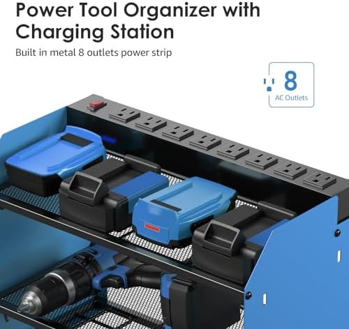 CCCEI Wall Mount Modular Tool Charging Organizer, Blue, 1 Pack, 3 Tier.