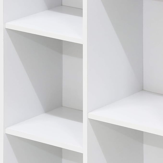 Furinno LUDER Book Shelf, 7-Cube Bookshelf, Bookcase with Open Shelves, 9.4 x 19.5 x 41.7, Easy Assembly, for Living Room, Bedroom, Home Office, White