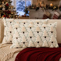 Allorry Christmas Pillow Covers 12x20 inch Set of 2 Christmas Decorations Soft Plush Faux Fur Wool Beige Xmas Tree Throw Pillow Cases Winter Holiday Decor for Sofa Living Room PT-012C12