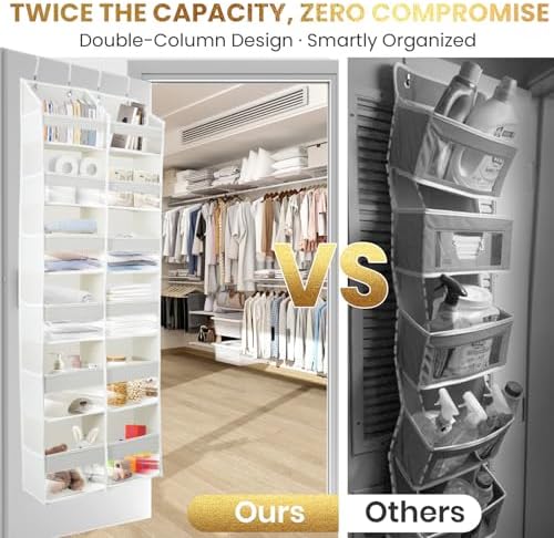 HOMELUX THEORY Over the Door Organizer, 6-Tier XL, 100D Fabric, Ivory