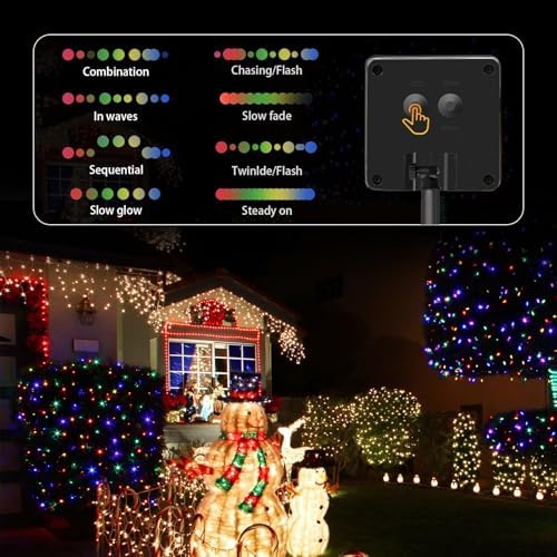 SyouHome Solar String Lights Outdoor, 2 Pack 200 LED Solar Christmas Lights