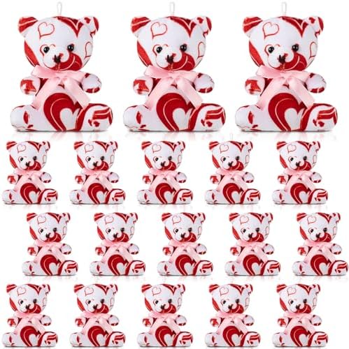 Haull 18 Pcs Valentine Heart Stuffed Animals Bears Bulk Gifts Plush Bears Bulk Mini Soft Stuffed Toys Small Cute Plush 4" for Adults Party Favors Home(Cute)