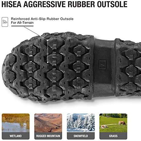 HISEA Men's Rain Boots Neoprene Rubber Boots Waterproof Insulated Mud Boots