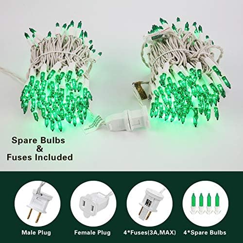 Brizled Green Christmas Lights Incandescent, 69.6ft, 300 Count, Connectable