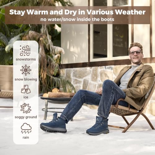 FitVille Men's Wide Winter Boots Non-Slip Insulated Snow Boots