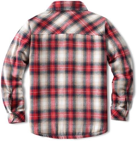 Men's Sherpa Cotton Flannel Shirt Jacket Plaid Button Coat Pocket