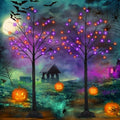 2 Pack 6FT Lighted Black Halloween Tree with 288 LED Orange & Purple Lights