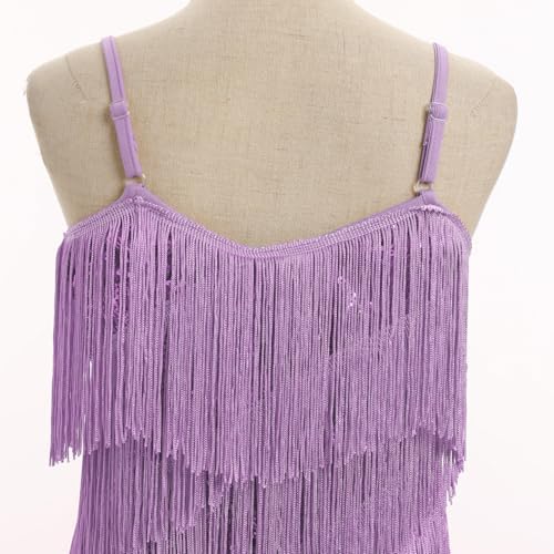IDOPIP Kids Girls 1920s Flapper Dress Tassels Sequins Fringe Latin Dance Dress Gatsby Halloween Party Ballroom Dance Costumes
