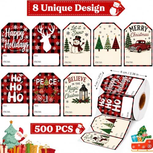 Gift Tags - 500PCS Christmas Tags Stickers for Presents & Gift Packaging