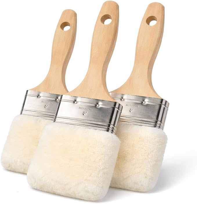 Lambskin Stain & Paint Brush - for use with All Latex and Oil Based Paints, Stains and Polyurethanes. Premium Lambskin - New and Patented Design (3 Inch 3 Pack)