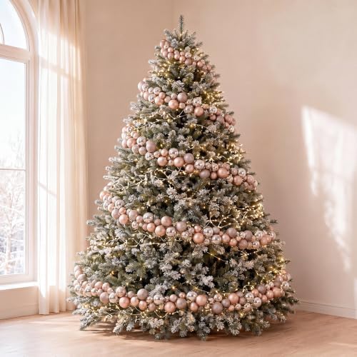 Sosation 29.5Ft Christmas Ball Ornament Garland, Gold, Glossy Matte Glitter