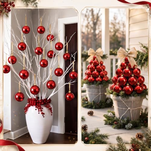 Threan 6 Inch Red Shiny Large Christmas Ball Ornament