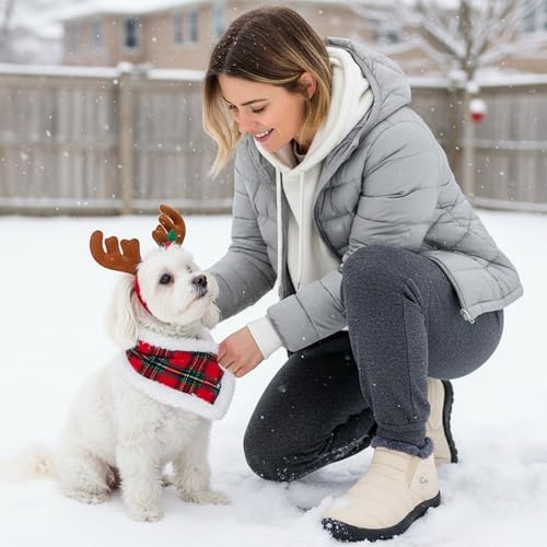 Alicegana Snow Boots for Women Winter: Warm Fur Lined Ankle Booties Comfortable Waterproof Slip On Lightweight Womens Boots