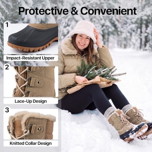 FREE SOLDIER Women's Waterproof Winter Cold Weather Snow Boots for Women Outdoor Fashion Duck Boots Comfortable Insulated