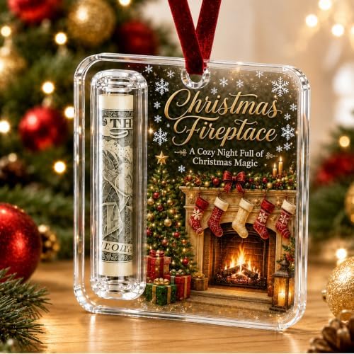 Crystal Christmas Cash Gift Holder Ornament Clear Acrylic Money Decor，A7