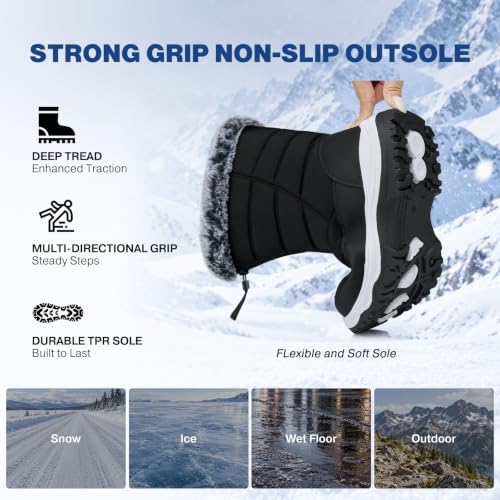 TEMOFON Winter Snow Boots for Women: WaterProof Warm Fur Lined Ankle Boot