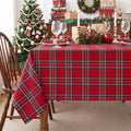 Red Christmas Tablecloth Rectangular, Tartan Plaid, 60x84 Inch