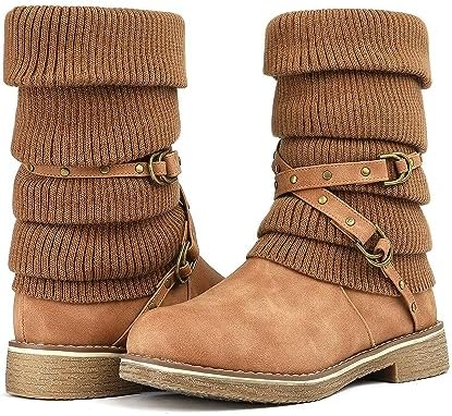 DREAM PAIRS Women's Mid Calf Fashion Winter Snow Boots