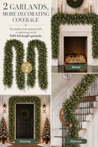 9FT Touch Fake Christmas Cedar Garland, Realistic Plant