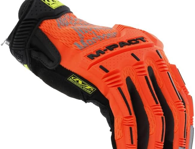 Mechanix Wear Hi-Viz M-Pact Gloves - High-Visibility Impact Gloves - For Builders Safety - For Construction - Vibration Absorbing - Touchscreen Compatible - Fluorescent Orange - Small