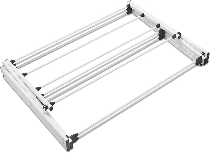 Whitmor Foldable Clothes Drying Rack: 3 Tier Laundry Drying Rack, Collapsible Drying Rack Clothing, Portable Space Saving Clothing Rack for Indoor Outdoor, 14.50" L x 29.625" W x 41.75" H, White