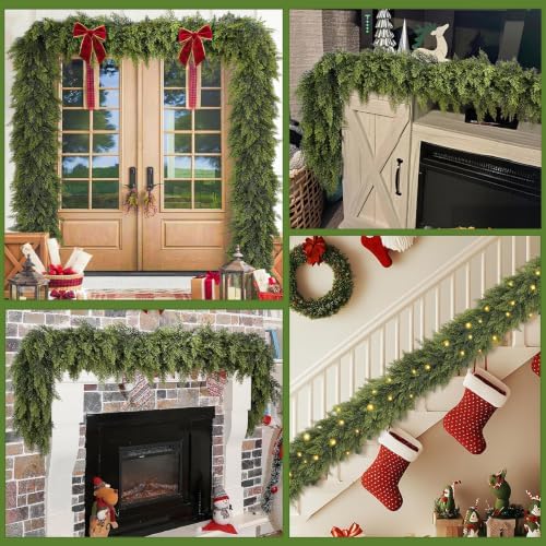 6 Ft 2 Pcs Christmas Garland, Realistic Cedar Garland