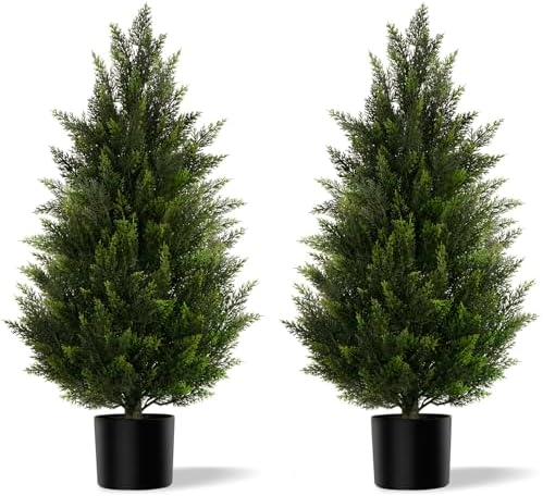 Vitalismo 3FT Artificial Cedar Trees Set of 2 for Outdoor Front Porch