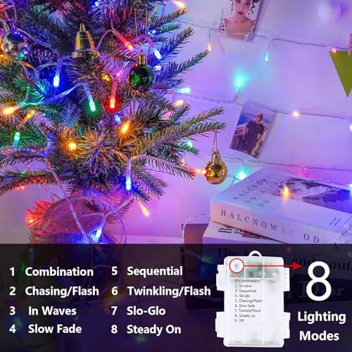 2 Pack 200 LED Battery Operated String Lights, Twinkle Lights Multicolor