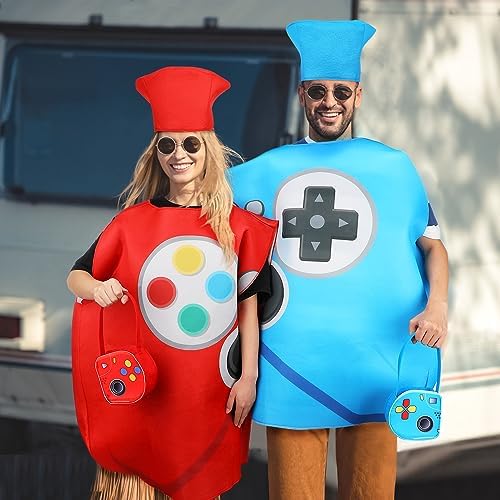 Ramede 6 Pcs Halloween Couple Costumes for Adult Game Controller
