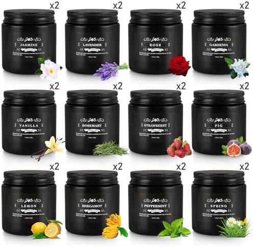 Scented Candle Set 24 Pack,Black, Candle for Home Scented, Odor Eliminating, Stress Relief, Long Lasting Soy Wax Gift Set