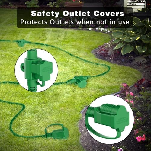 K KASONIC - Outdoor Extension Cord 100 FT, Evenly Spaced 12 Outlets Plugs