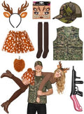 8Pcs Deer and Hunter Costume Couple for Halloween Party Cosplay