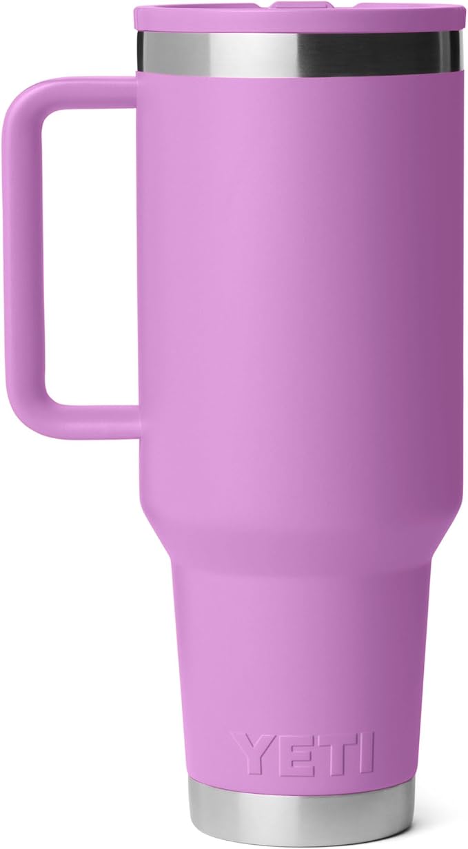 YETI Rambler 40 oz Travel Mug with Flip Straw Lid – Stainless Steel, Vacuum Insulated, Leakproof, Cup Holder Friendly, Desert Bloom