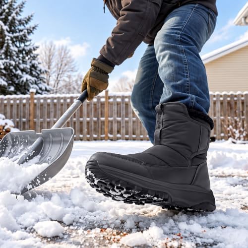 Coostar Mens Winter Snow Boots With Waterproof Adjustable Hook & Loop