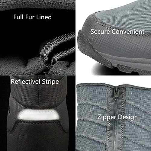 SILENTCARE Mens Winter Mid-Calf Snow Boot Fur Warm Waterproof Slip On Outdoor Athletic