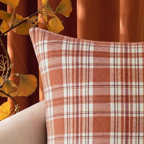 MIULEE Fall Plaid Pillow Covers Scottish Tartan 24x24 Rust Orange
