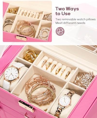 Homde Large Jewelry Box for Women: 5-Layer Organizer with Lock for Dresser